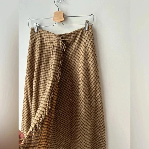 Vintage Liz wear high waist wool plaid midi fring skirt - Picture 7 of 12